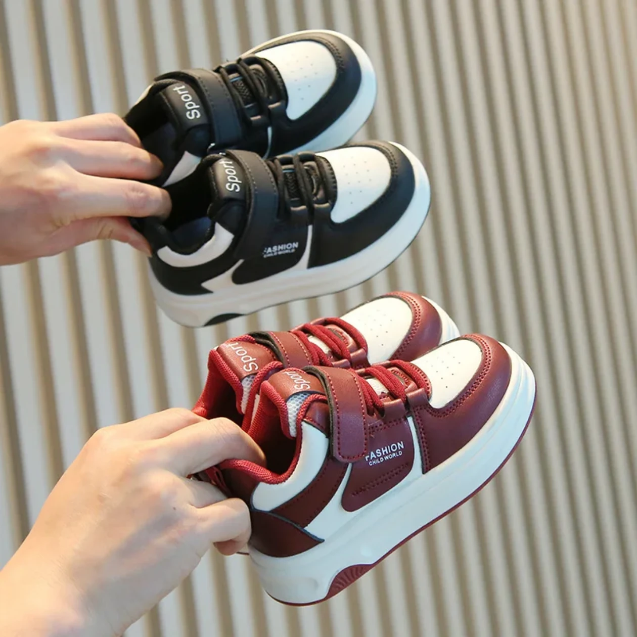 Kids' Sport Sneakers, Black and Red